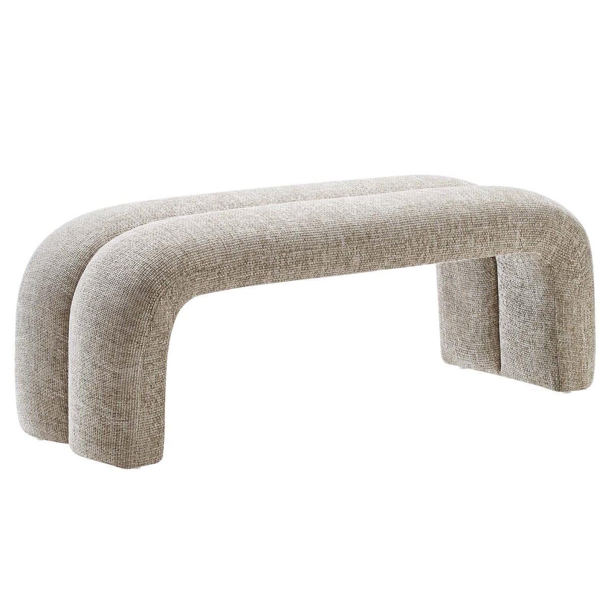 EEI-6769-KHA 50.5 in. Dax Chenille Upholstered Accent Bench, Khaki