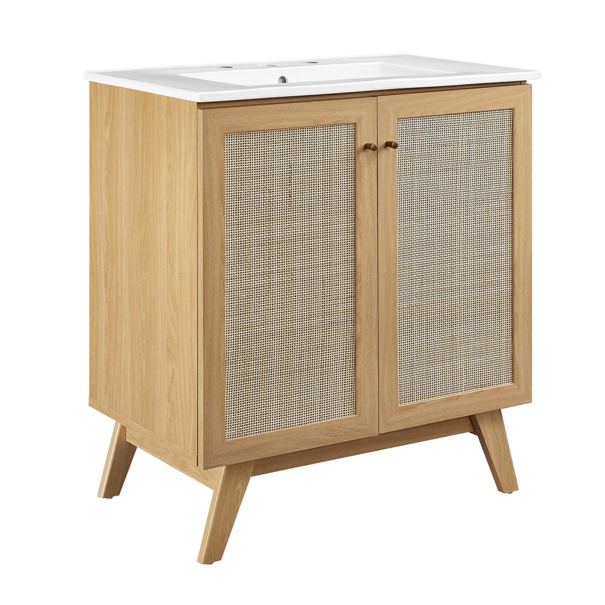 EEI-6715-OAK-WHI 30 in. Soma Bathroom Vanity, Oak & White