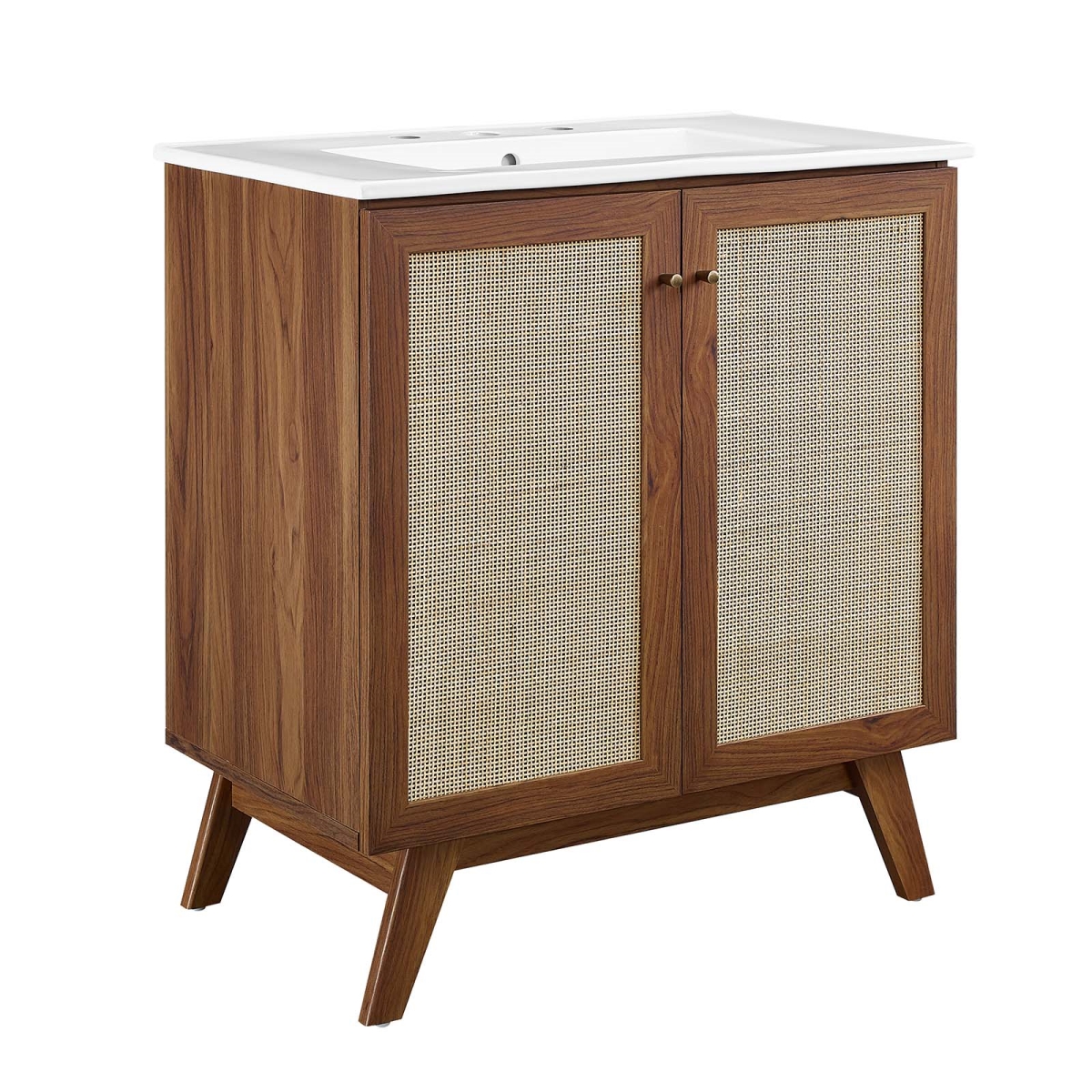 EEI-6715-WAL-WHI 30 in. Soma Bathroom Vanity, Walnut & White