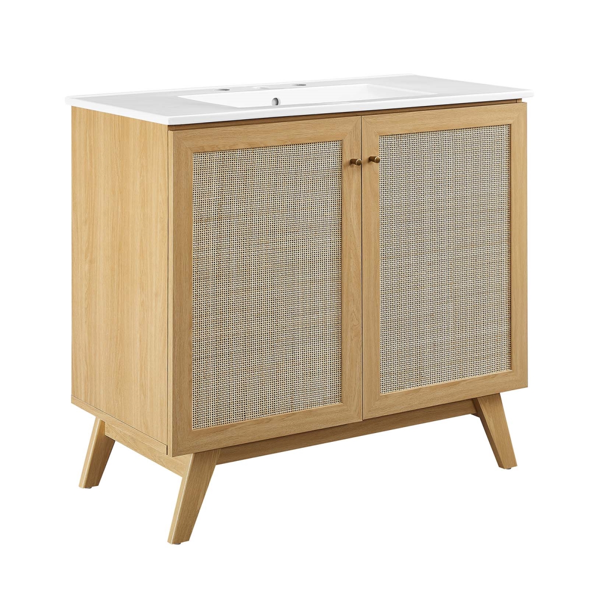 EEI-6717-OAK-WHI 36 in. Soma Bathroom Vanity, Oak & White