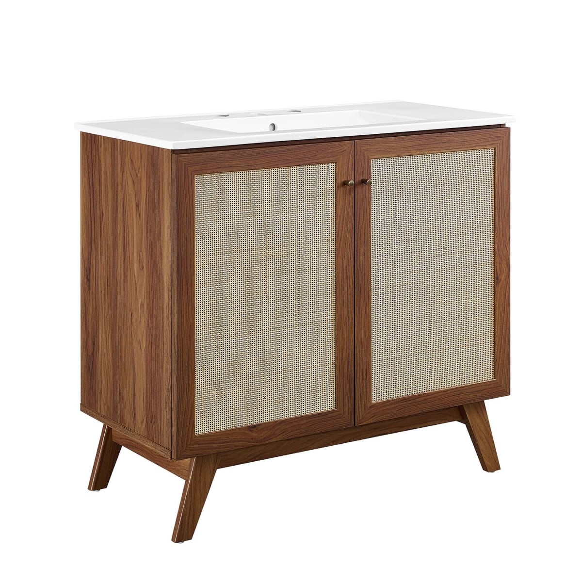 EEI-6717-WAL-WHI 36 in. Soma Bathroom Vanity, Walnut & White