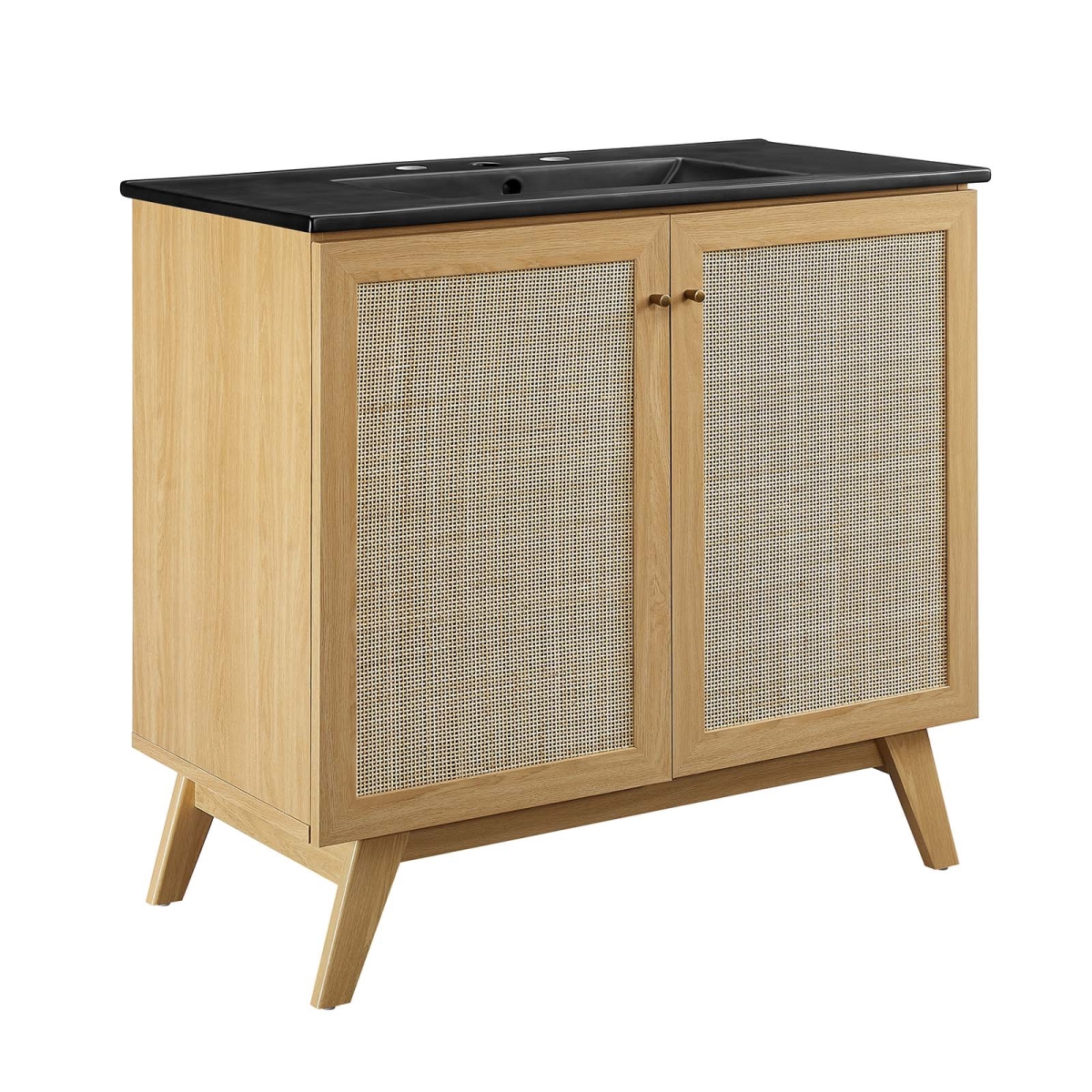 EEI-6718-OAK-BLK 36 in. Soma Bathroom Vanity, Oak & Black