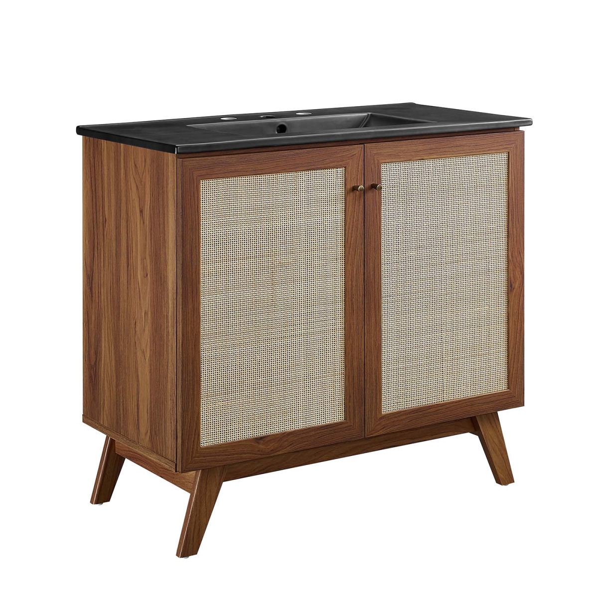 EEI-6718-WAL-BLK 36 in. Soma Bathroom Vanity, Walnut & Black