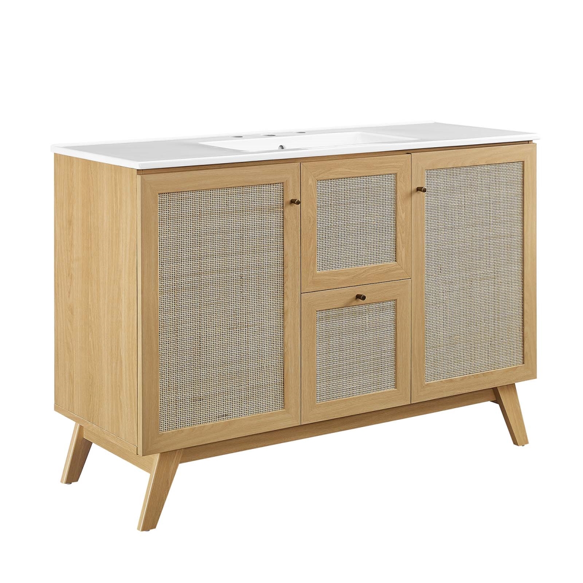EEI-6719-OAK-WHI 48 in. Soma Single Sink Bathroom Vanity, Oak & White