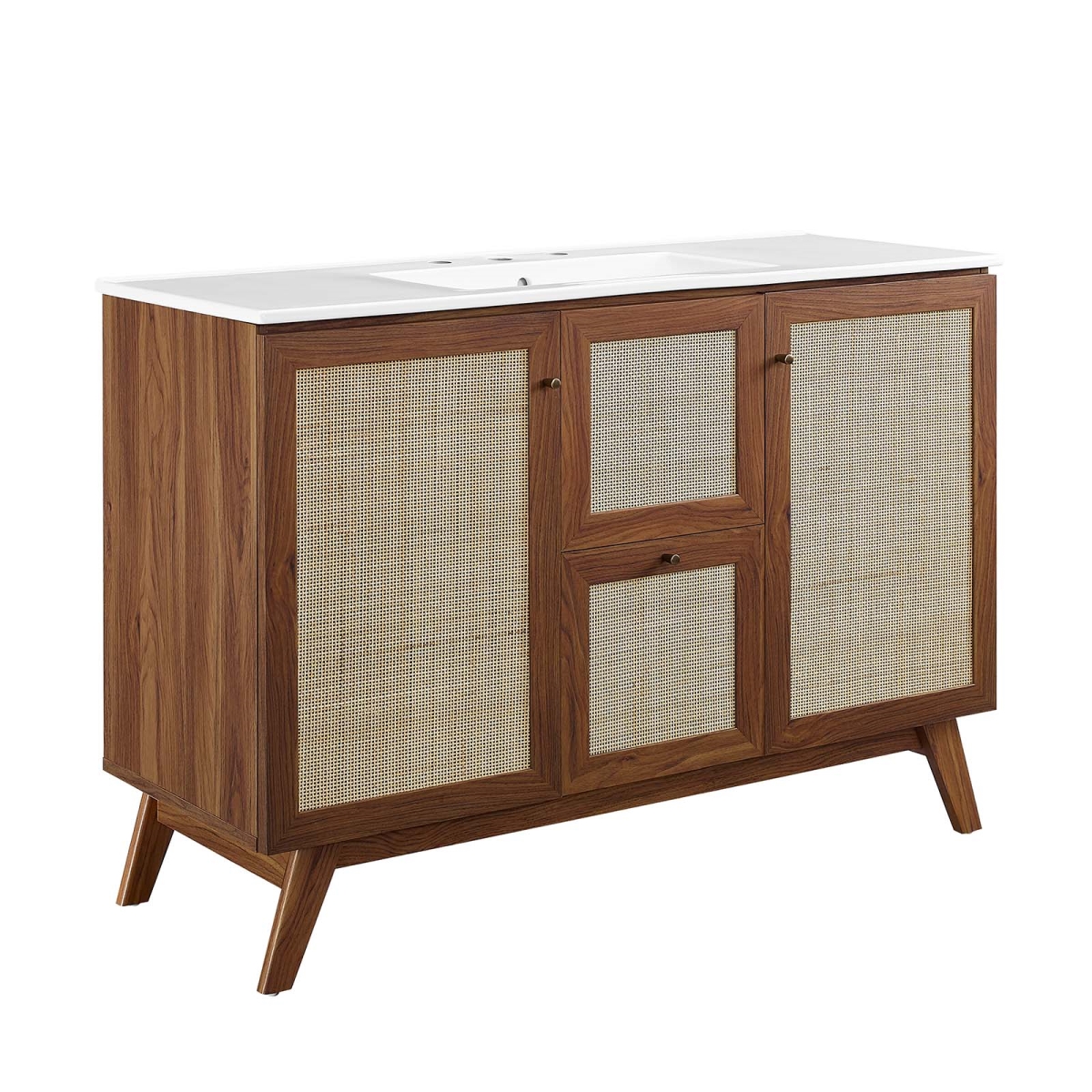 EEI-6719-WAL-WHI 48 in. Soma Single Sink Bathroom Vanity, Walnut & White