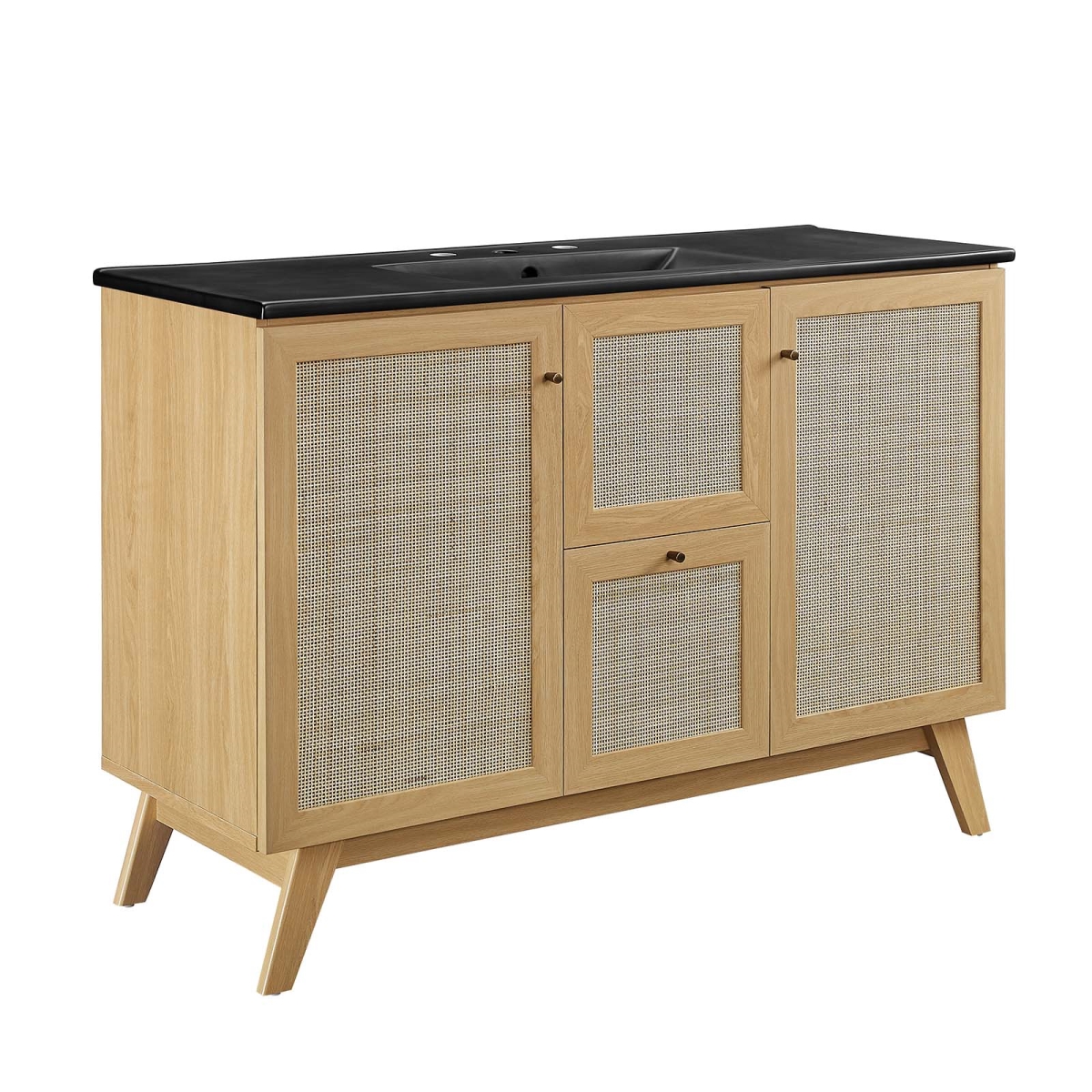 EEI-6720-OAK-BLK 48 in. Soma Single Sink Bathroom Vanity, Oak & Black