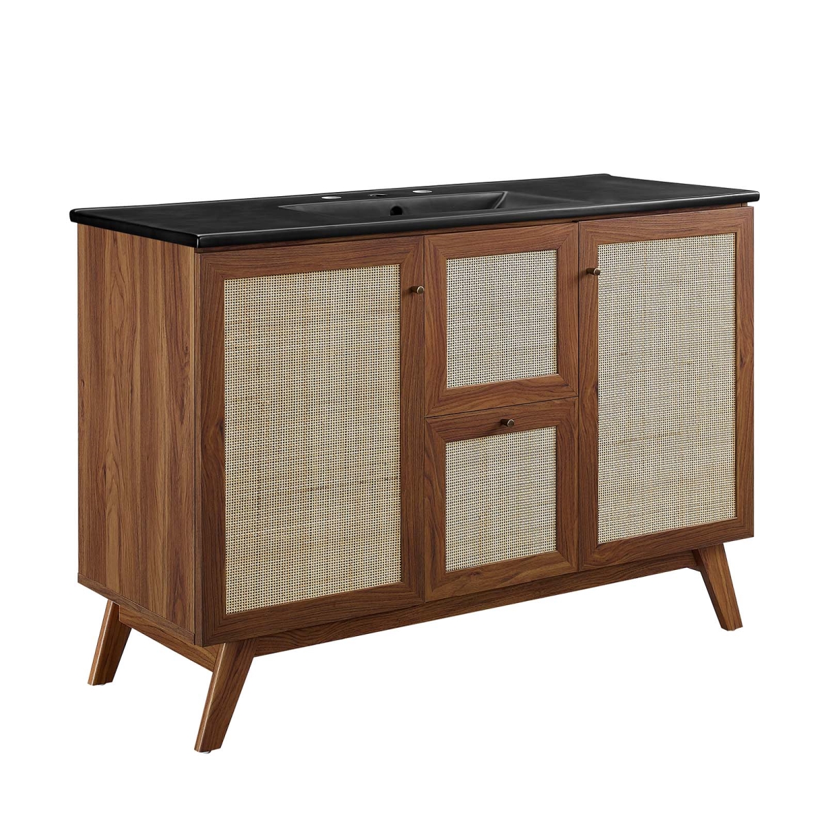 EEI-6720-WAL-BLK 48 in. Soma Single Sink Bathroom Vanity, Walnut & Black