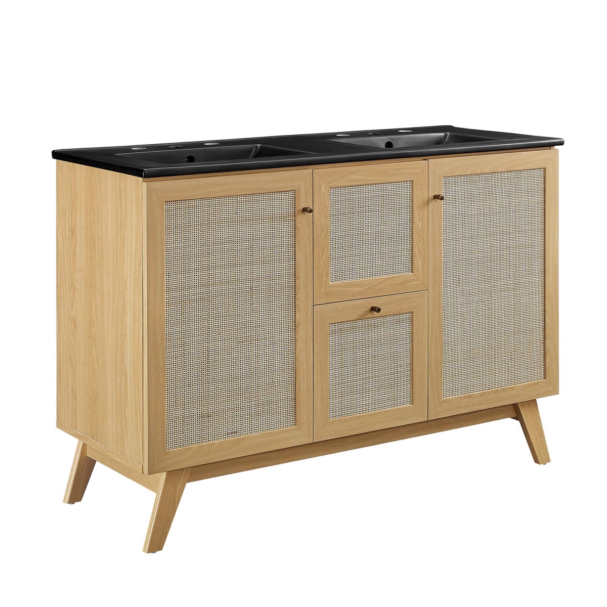 EEI-6722-OAK-BLK 48 in. Soma Double Sink Bathroom Vanity, Oak & Black