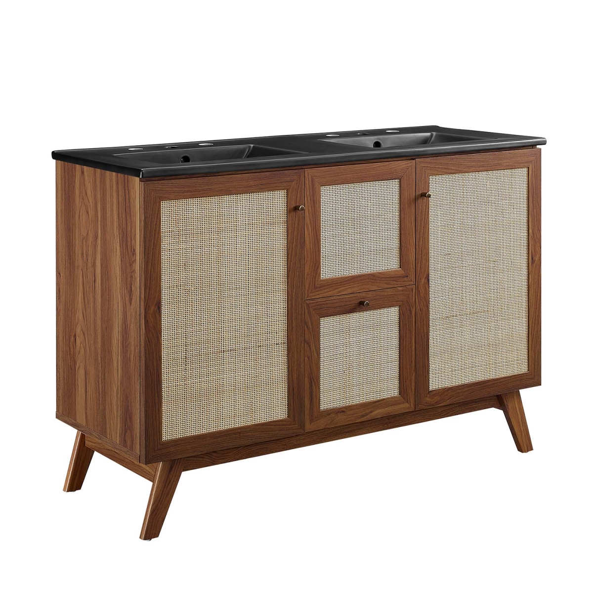 EEI-6722-WAL-BLK 48 in. Soma Double Sink Bathroom Vanity, Walnut & Black