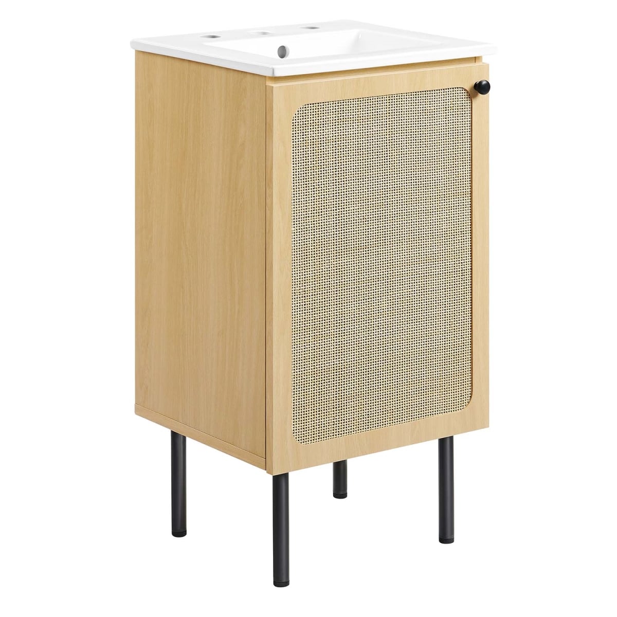EEI-6691-OAK-WHI 18 in. Chaucer Bathroom Vanity, Oak & White