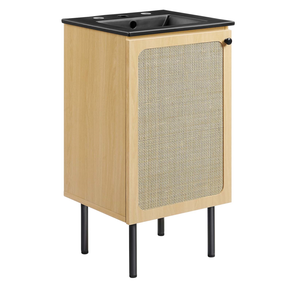 EEI-6692-OAK-BLK 18 in. Chaucer Bathroom Vanity, Oak & Black