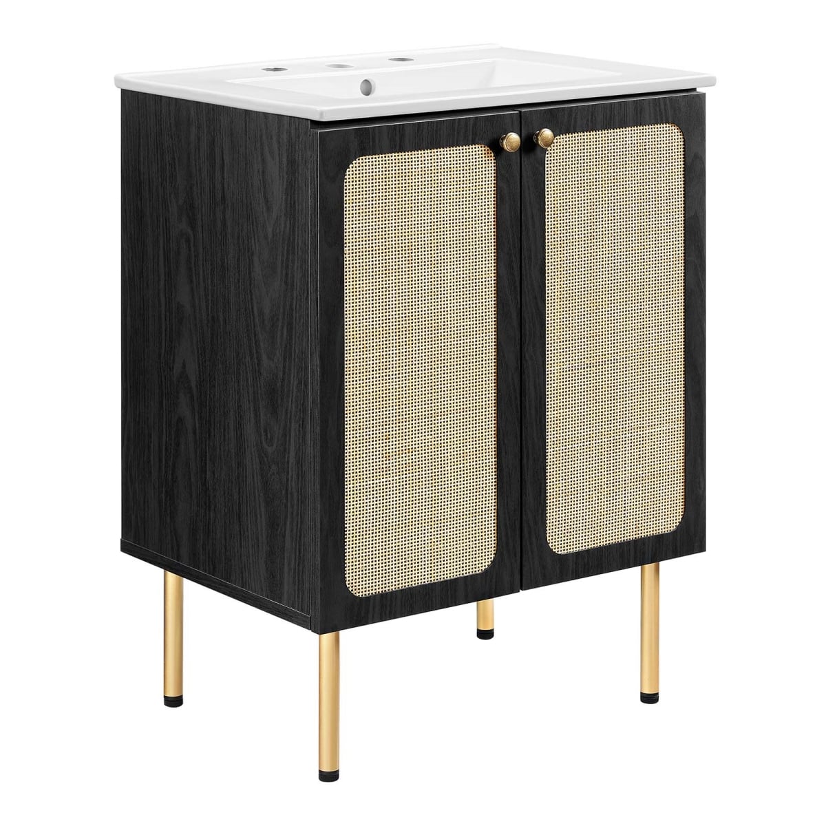 EEI-6693-BLK-WHI 24 in. Chaucer Bathroom Vanity, Black & White