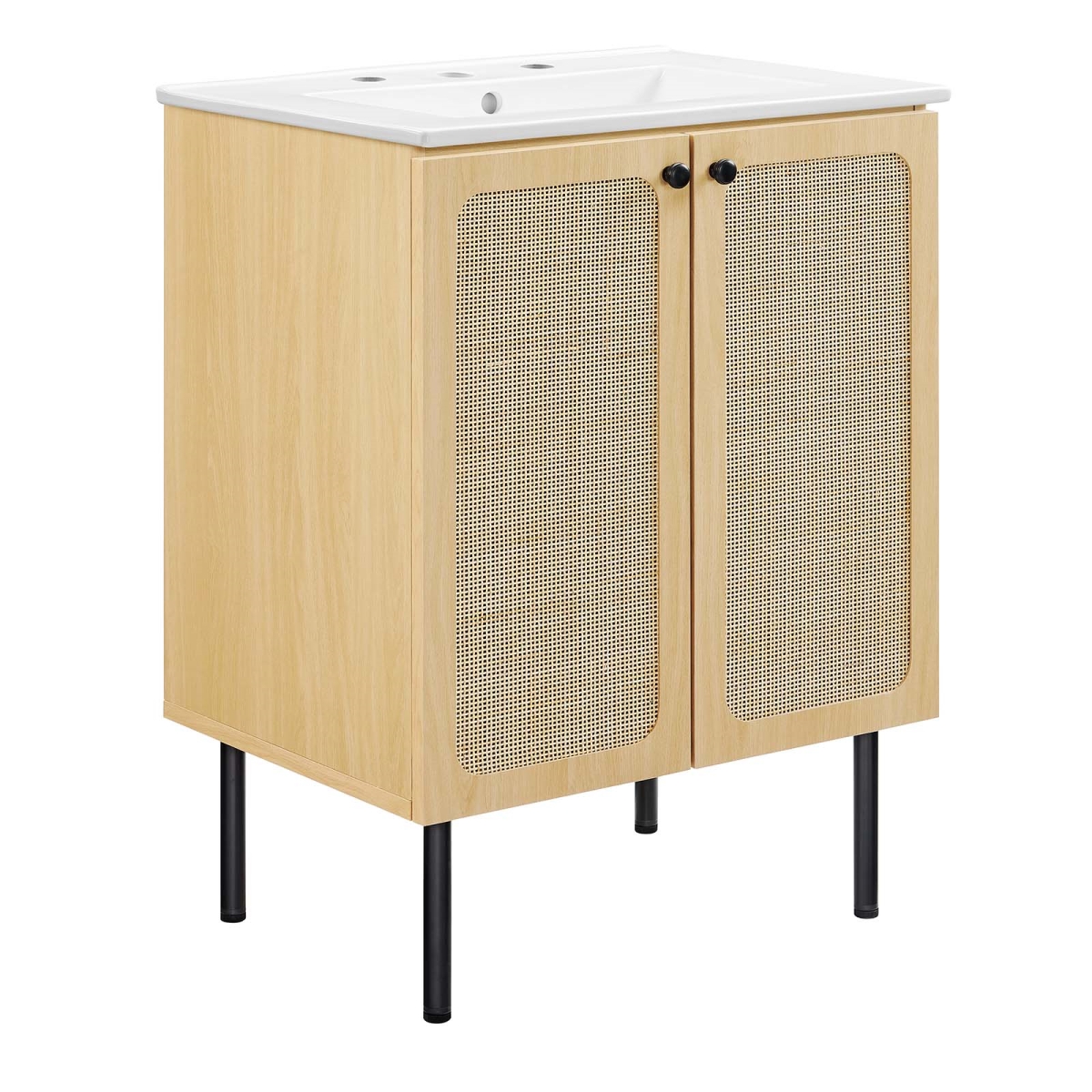EEI-6693-OAK-WHI 24 in. Chaucer Bathroom Vanity, Oak & White