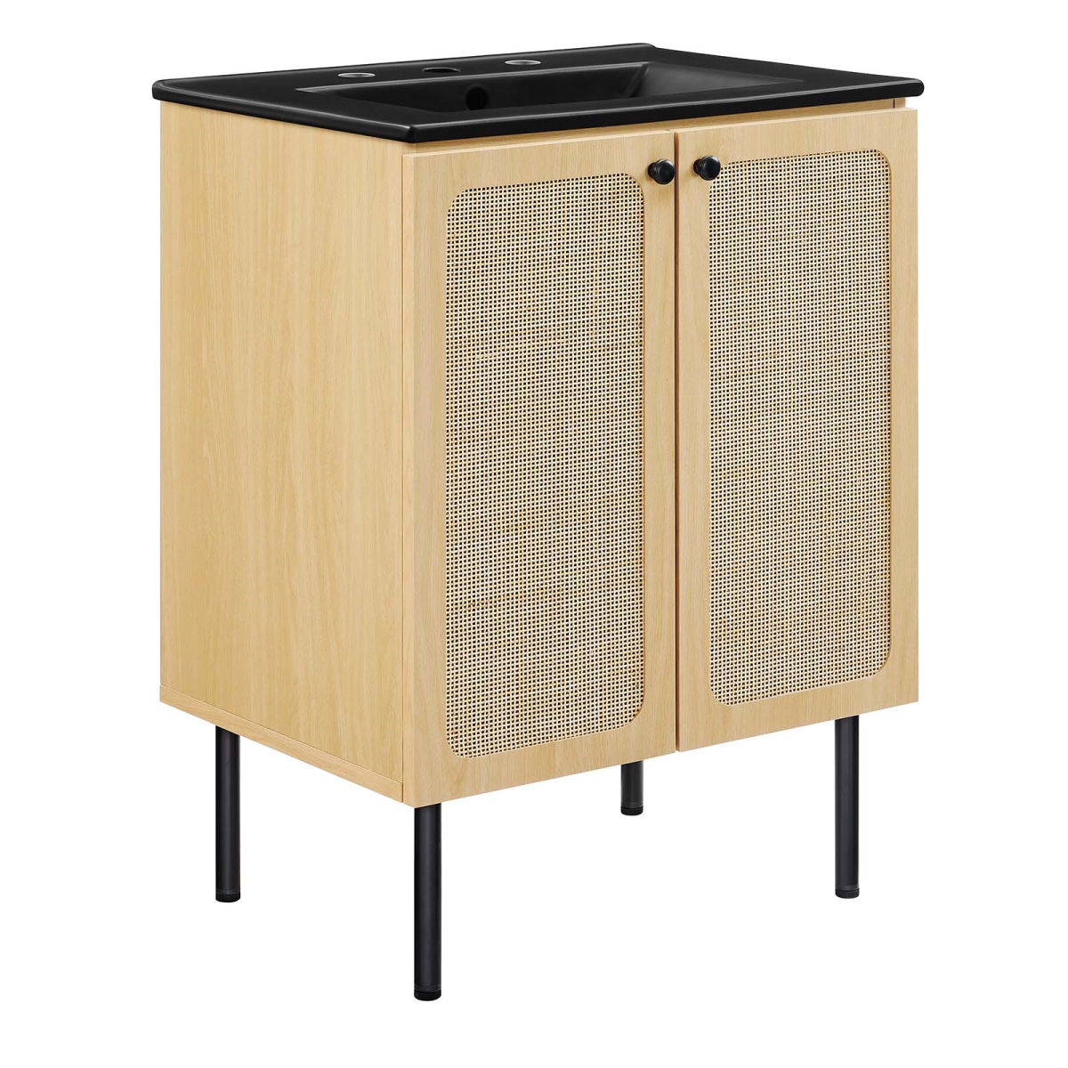 EEI-6694-OAK-BLK 24 in. Chaucer Bathroom Vanity, Oak & Black