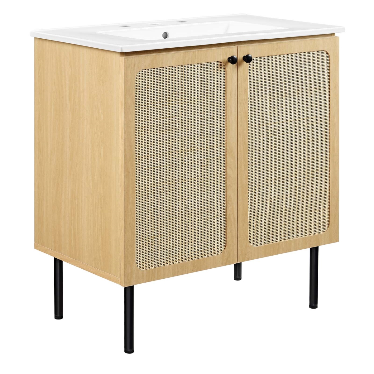 EEI-6695-OAK-WHI 30 in. Chaucer Bathroom Vanity, Oak & White