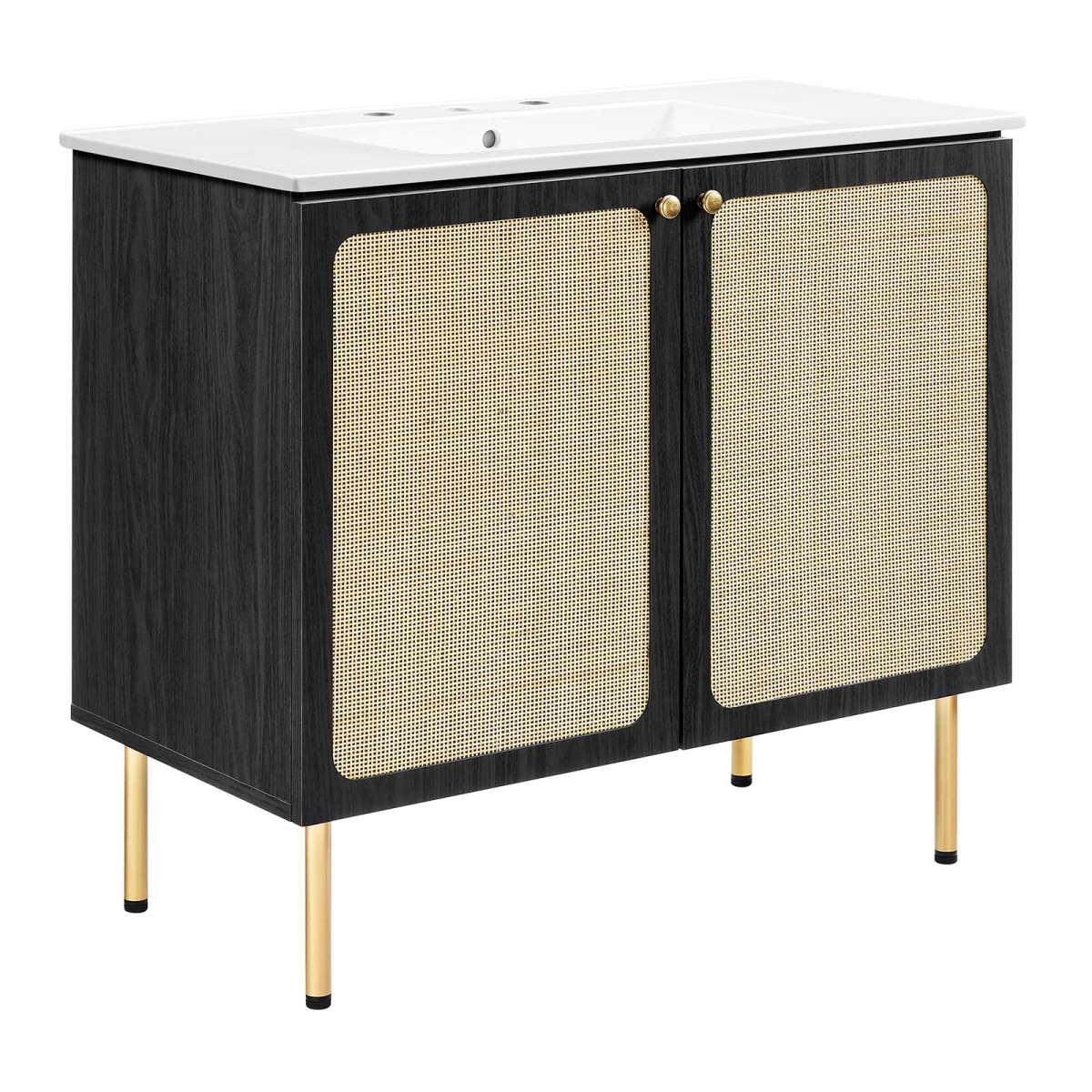 EEI-6697-BLK-WHI 36 in. Chaucer Bathroom Vanity, Black & White