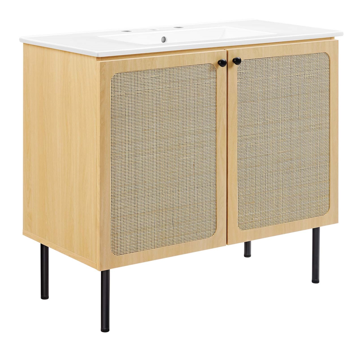 EEI-6697-OAK-WHI 36 in. Chaucer Bathroom Vanity, Oak & White