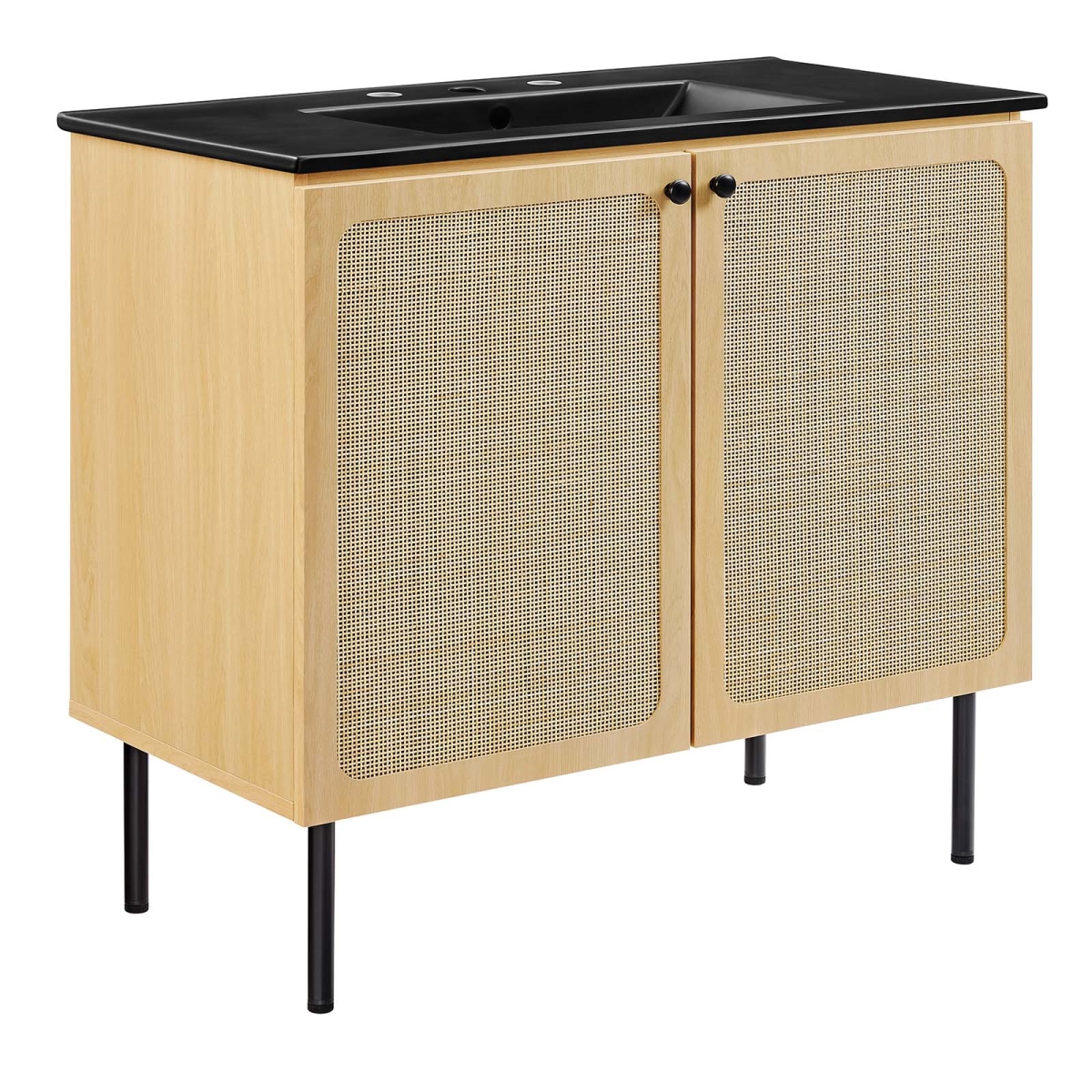 EEI-6698-OAK-BLK 36 in. Chaucer Bathroom Vanity, Oak & Black