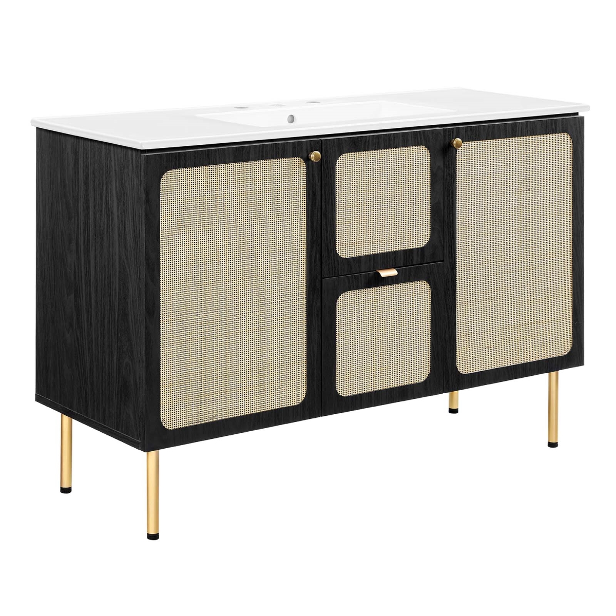 EEI-6699-BLK-WHI 48 in. Chaucer Single Sink Bathroom Vanity, Black & White