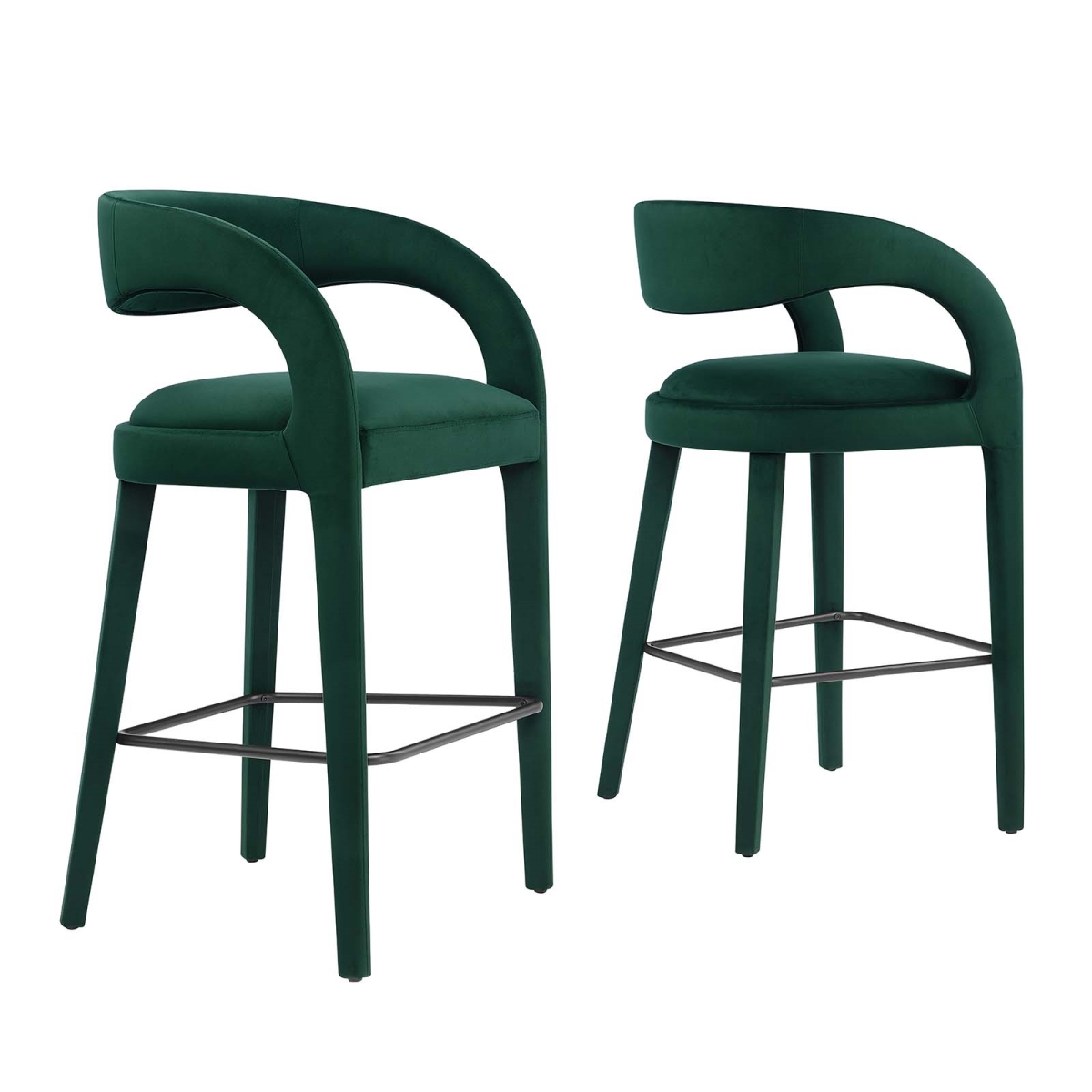 Picture of Modway Furniture EEI-6569-GRN-BLK Pinnacle Performance Velvet Bar Stool&#44; Green & Black - Set of Two