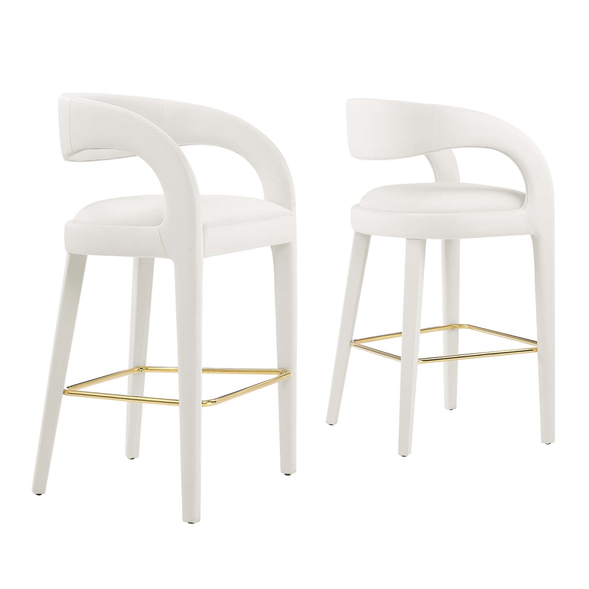 Picture of Modway Furniture EEI-6569-IVO-GLD Pinnacle Performance Velvet Bar Stool&#44; Ivory & Gold - Set of Two