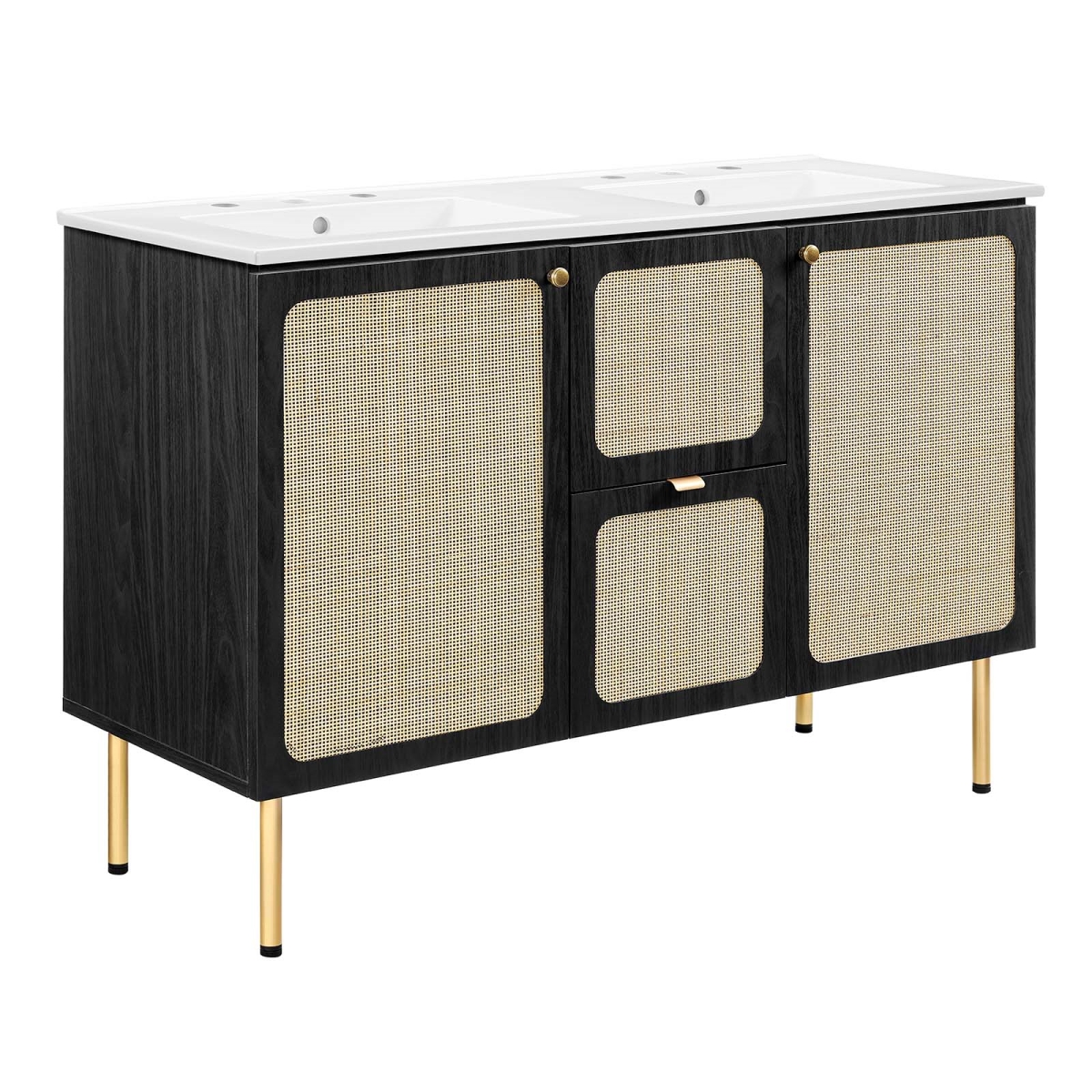 EEI-6701-BLK-WHI 48 in. Chaucer Double Sink Bathroom Vanity, Black & White
