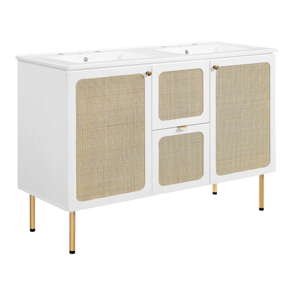 EEI-6701-WHI-WHI 48 in. Chaucer Double Sink Bathroom Vanity, White