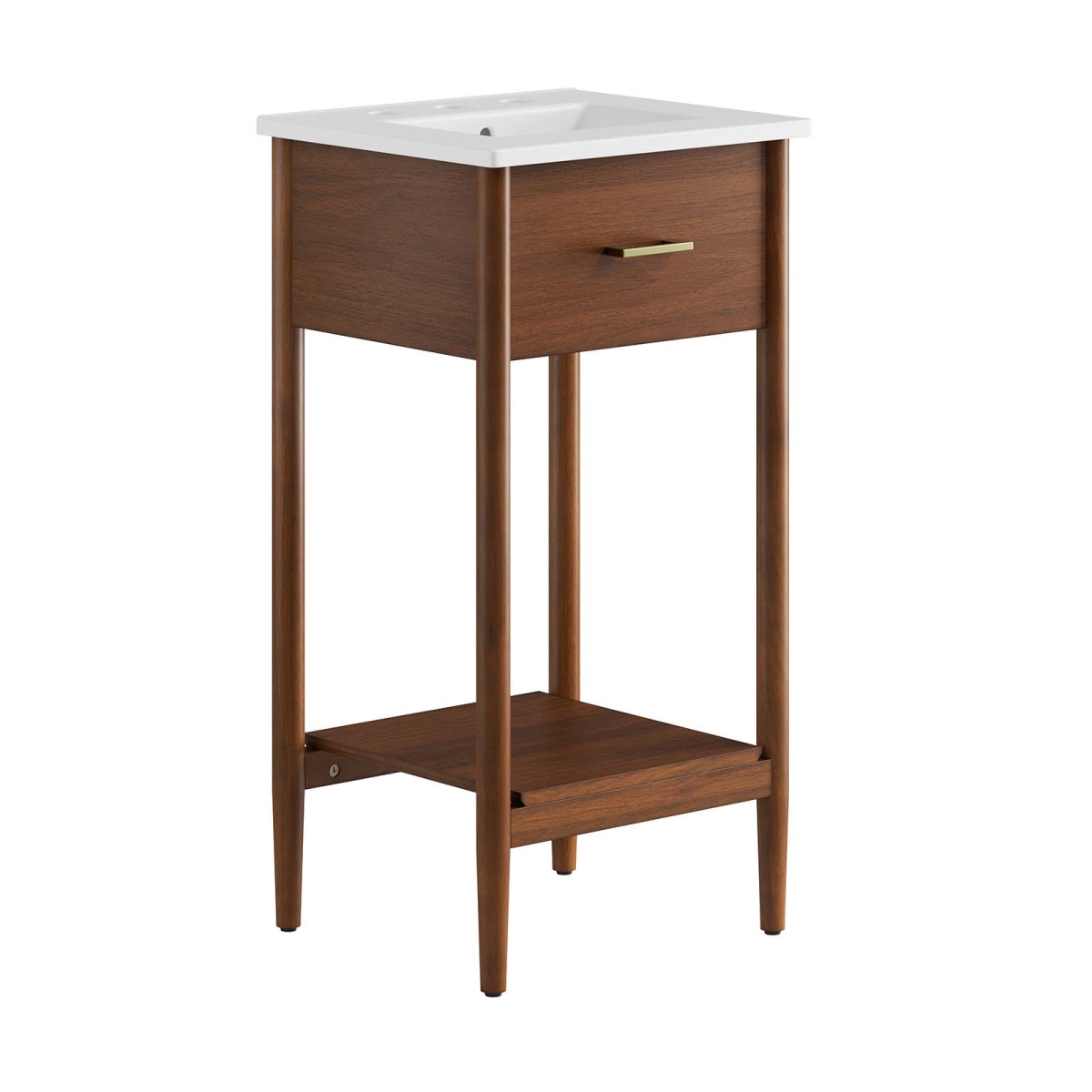 EEI-6658-WAL-WHI 18 in. Zaire Bathroom Vanity, Walnut & White