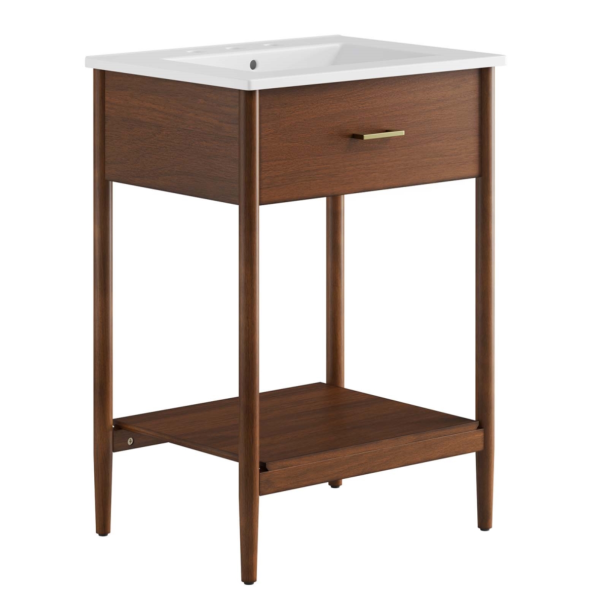 EEI-6660-WAL-WHI 24 in. Zaire Bathroom Vanity, Walnut & White