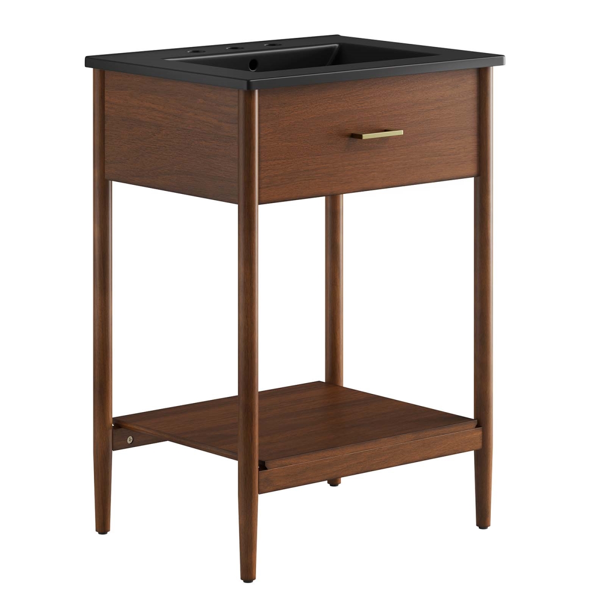 EEI-6661-WAL-BLK 24 in. Zaire Bathroom Vanity, Walnut & Black
