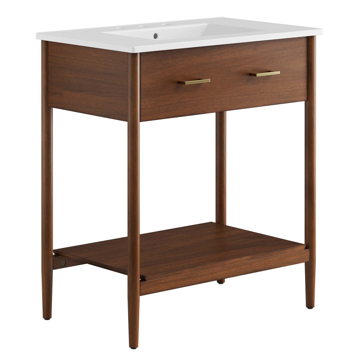 EEI-6662-WAL-WHI 30 in. Zaire Bathroom Vanity, Walnut & White
