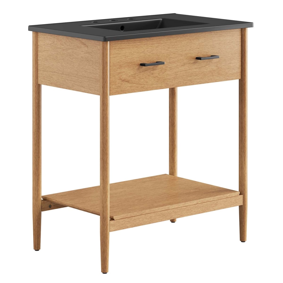 EEI-6663-NAT-BLK 30 in. Zaire Bathroom Vanity, Natural & & Black