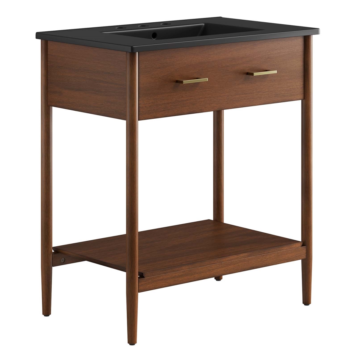 EEI-6663-WAL-BLK 30 in. Zaire Bathroom Vanity, Walnut & Black