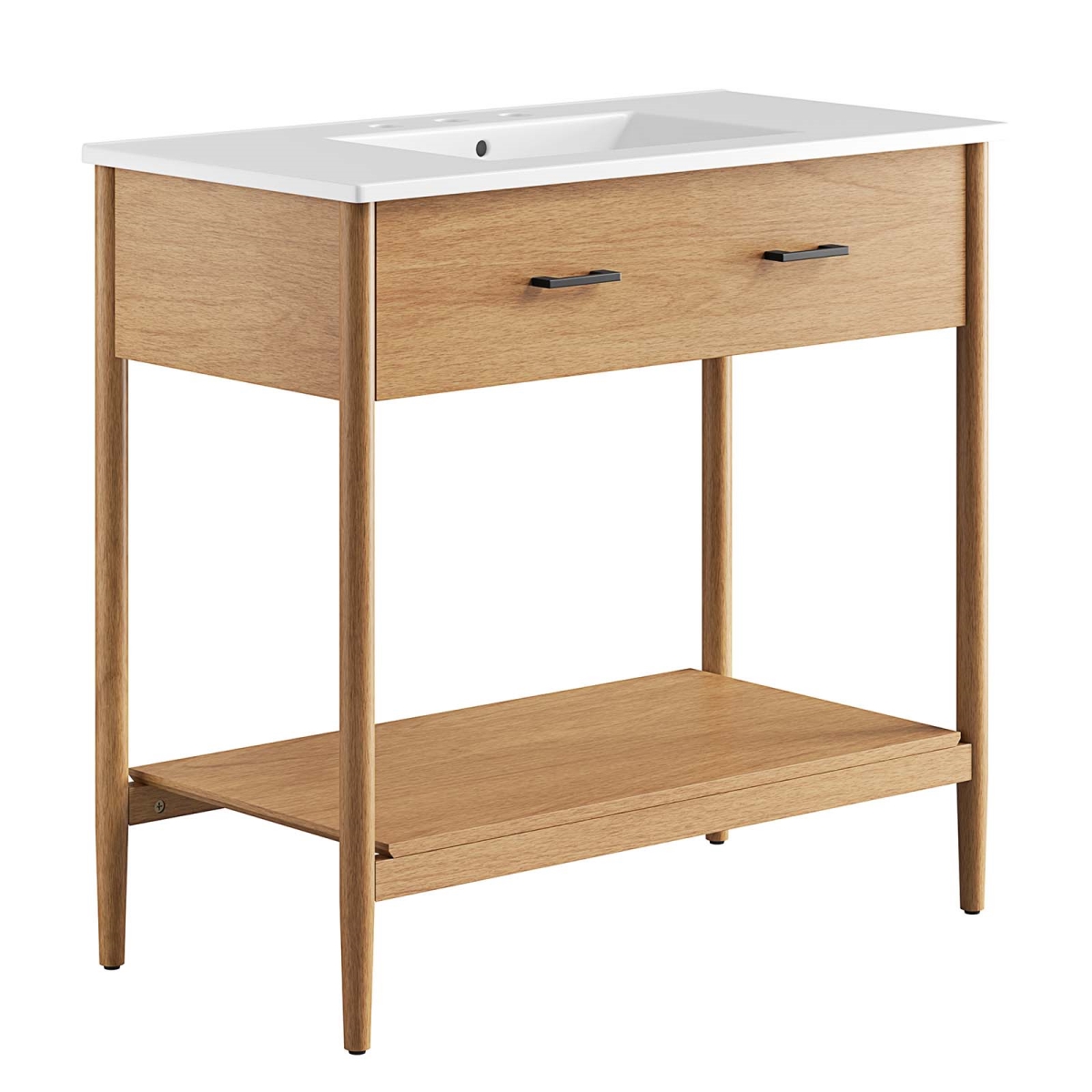 EEI-6822-NAT-WHI 36 in. Zaire Bathroom Vanity, Natural & White