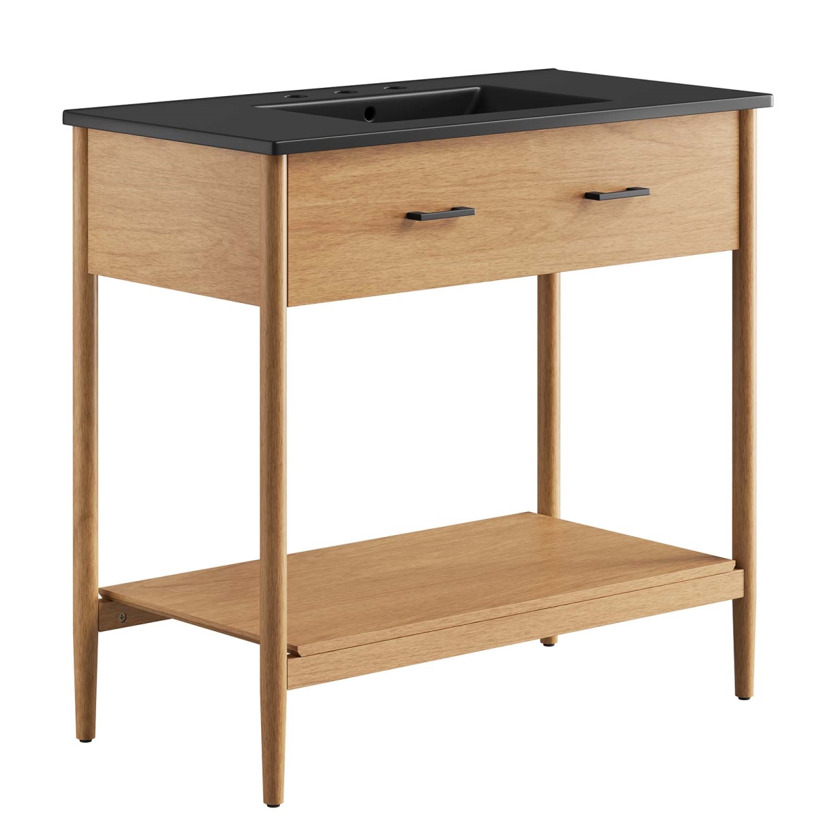EEI-6823-NAT-BLK 36 in. Zaire Bathroom Vanity, Natural & & Black