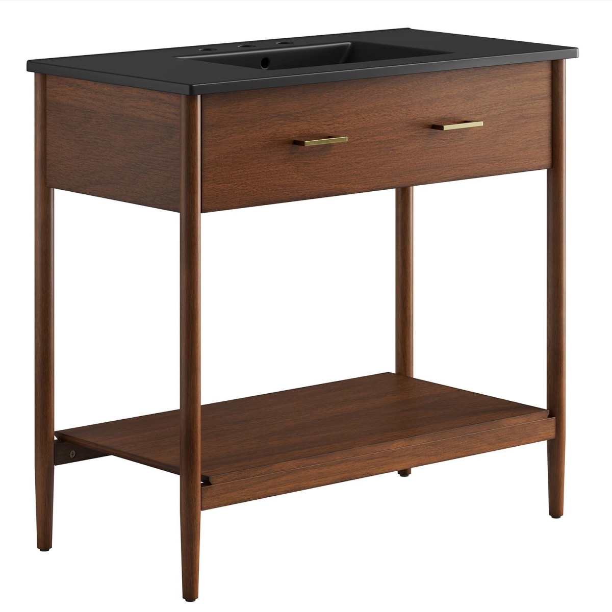 EEI-6823-WAL-BLK 36 in. Zaire Bathroom Vanity, Walnut & Black