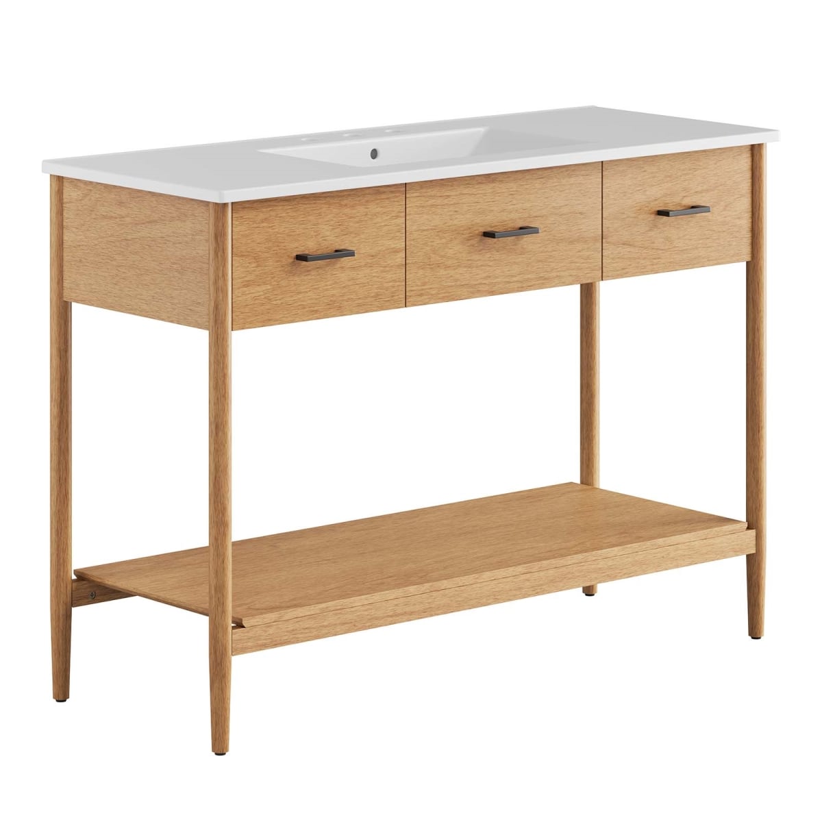 EEI-6824-NAT-WHI 48 in. Zaire Single Sink Bathroom Vanity, Natural & White