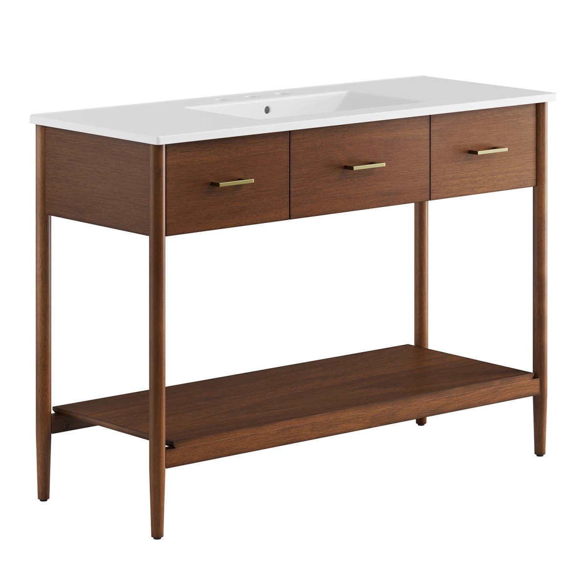 EEI-6824-WAL-WHI 48 in. Zaire Single Sink Bathroom Vanity, Walnut & White