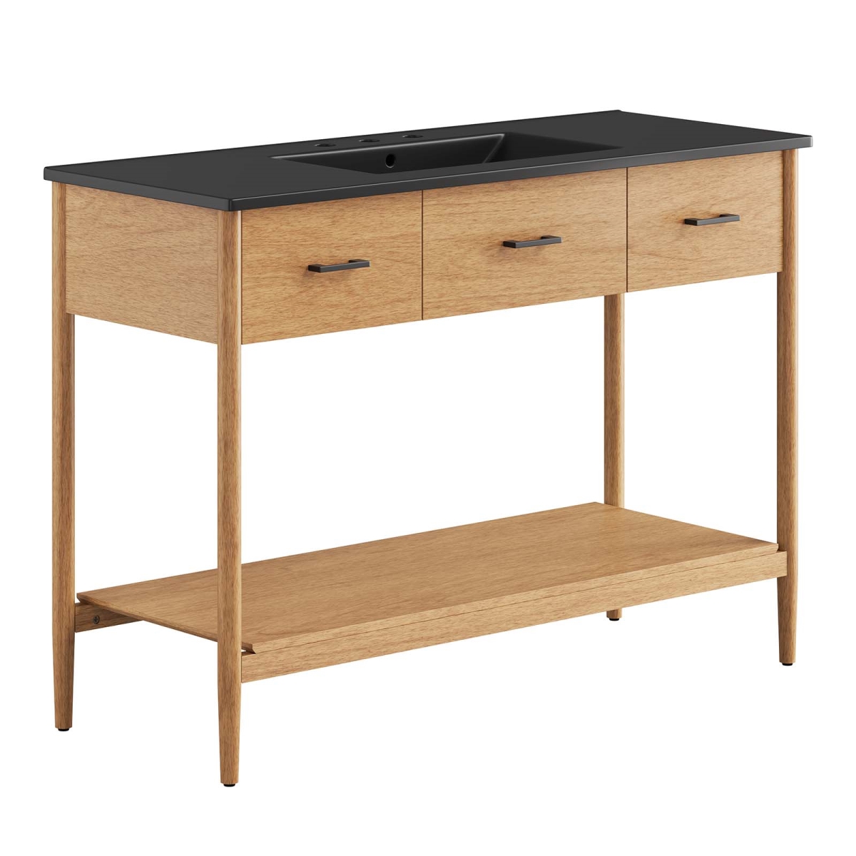 EEI-6825-NAT-BLK 48 in. Zaire Single Sink Bathroom Vanity, Natural & & Black
