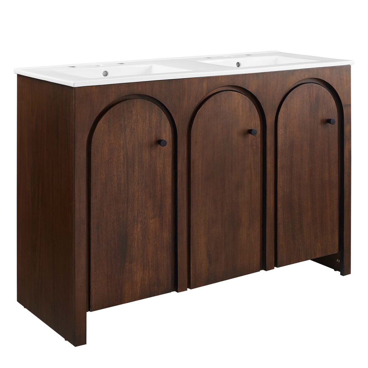 EEI-6792-WAL-WHI 48 in. Appia Double Sink Bathroom Vanity, Walnut & White