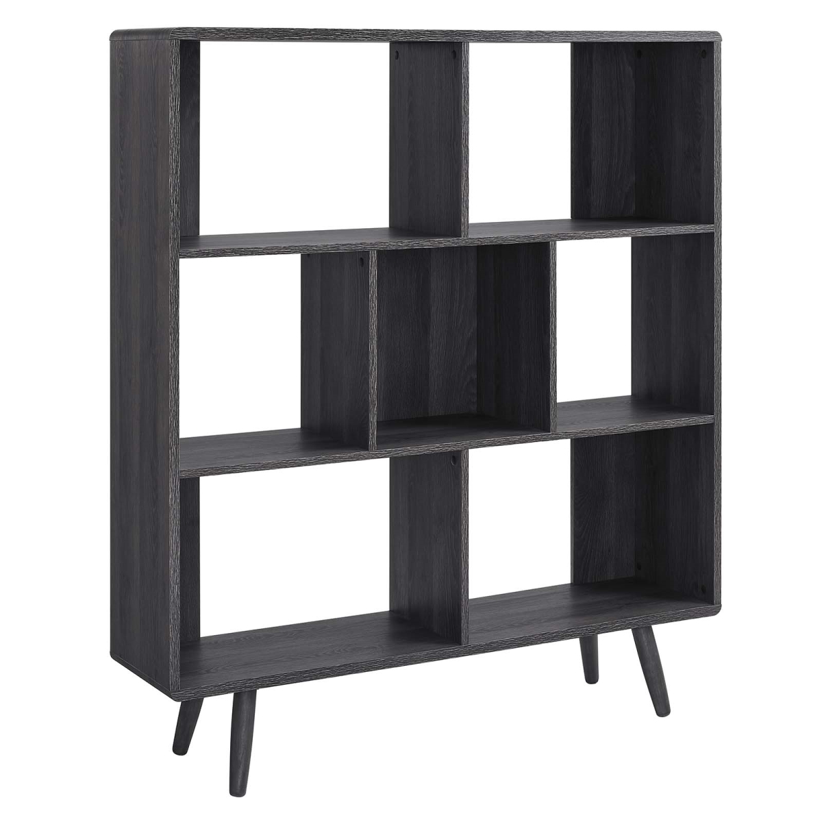 EEI-2529-CHA Transmit 7 Shelf Wood Grain Bookcase, Charcoal