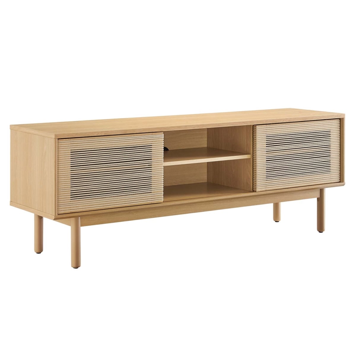 EEI-6584-OAK-TAN 59 in. Milo TV Stand, Oak & Tan
