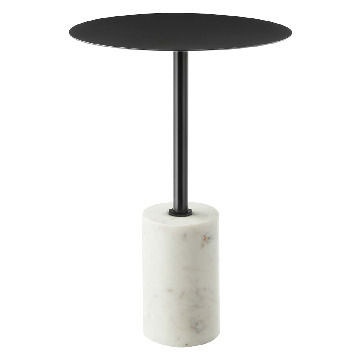 EEI-6605-WHI-BLK Lyric Round Side Table, White & Black