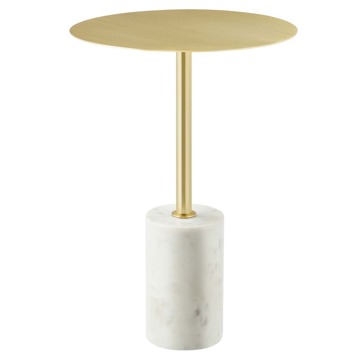 EEI-6605-WHI-BRA Lyric Round Side Table, White & Brass