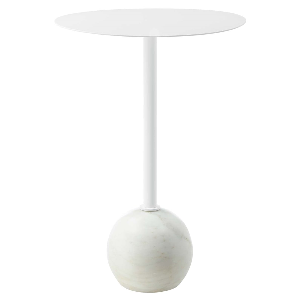 EEI-6606-WHI-WHI Aliza Round White Marble Side Table, White