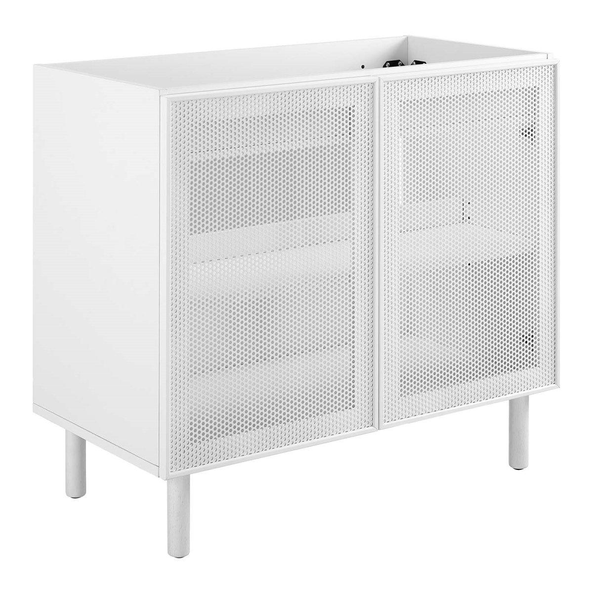 EEI-6622-WHI 36 in. Calla Perforated Metal Bathroom Vanity Cabinet, White