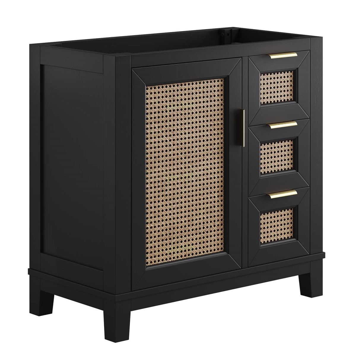 EEI-6626-BLK 36 in. Dixie Solid Wood Bathroom Vanity Cabinet, Black