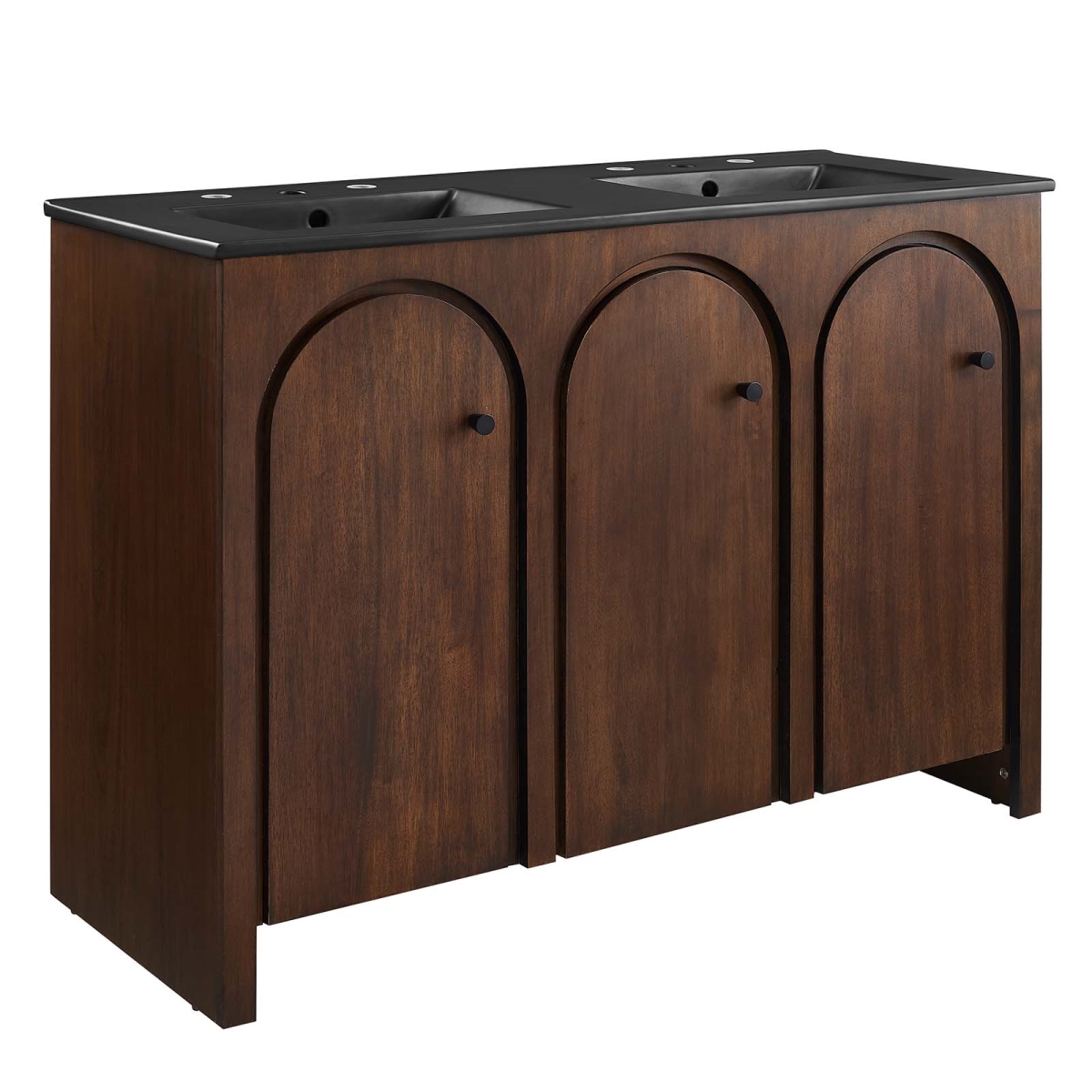 EEI-6793-WAL-BLK 48 in. Appia Double Sink Bathroom Vanity, Walnut & Black