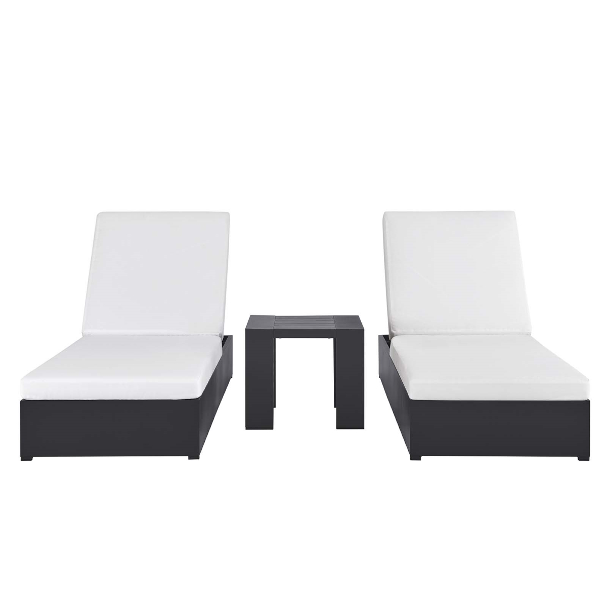 EEI-6673-GRY-WHI Tahoe Outdoor Patio Powder-Coated Aluminum 3 Piece Chaise Lounge Set, Gray & White