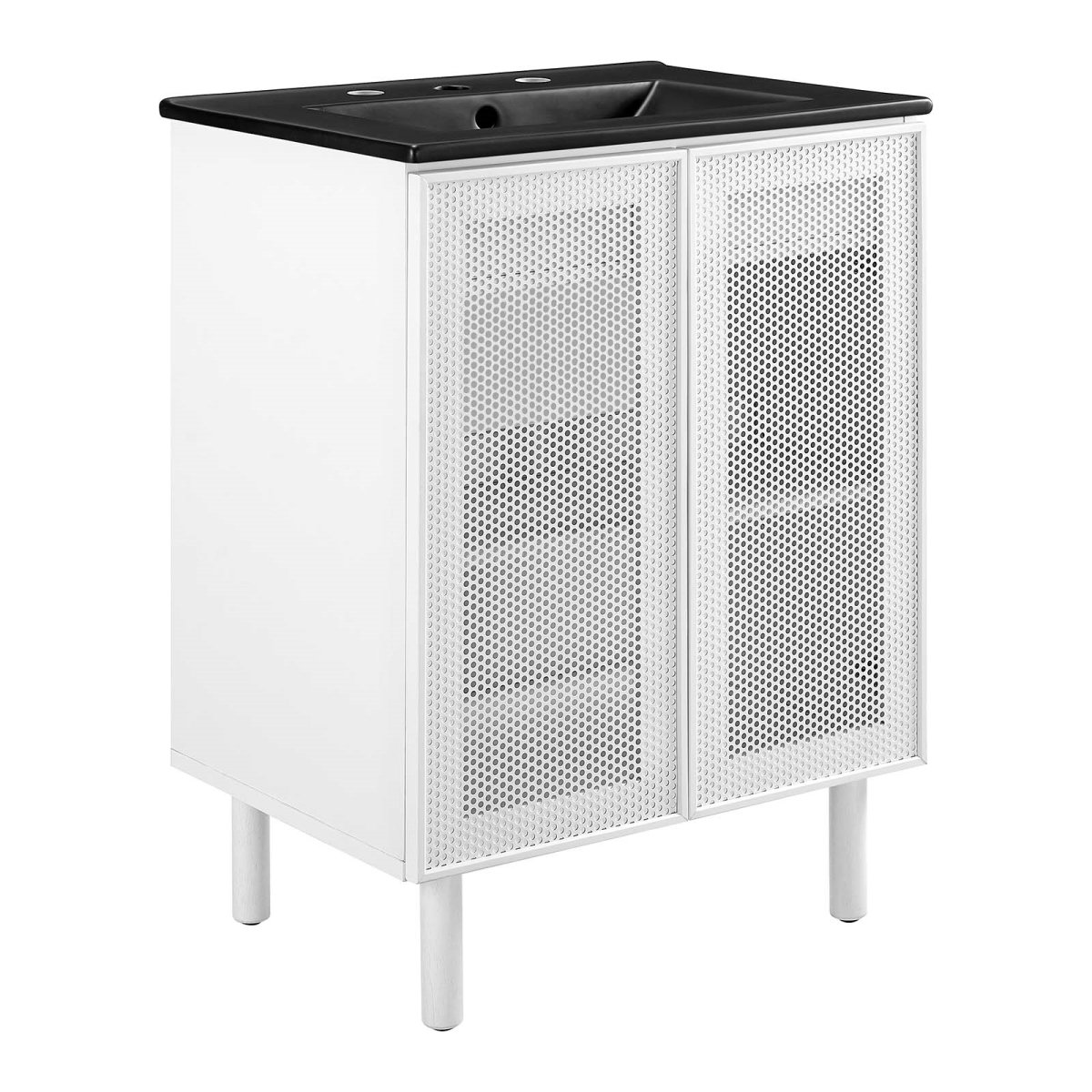 EEI-6679-BLK-WHI 24 in. Calla Perforated Metal Bathroom Vanity, Black & White -  Modway Furniture